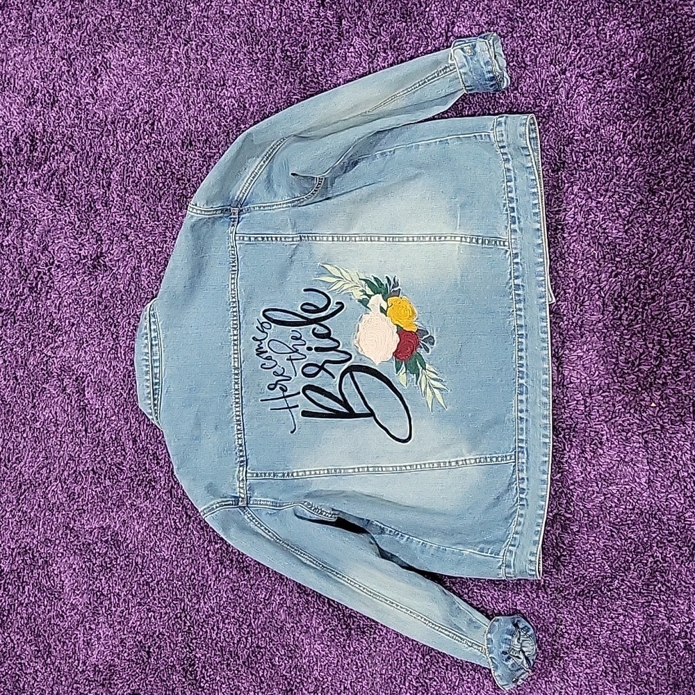 Here Comes the Bride Embroidered Jean Jacket